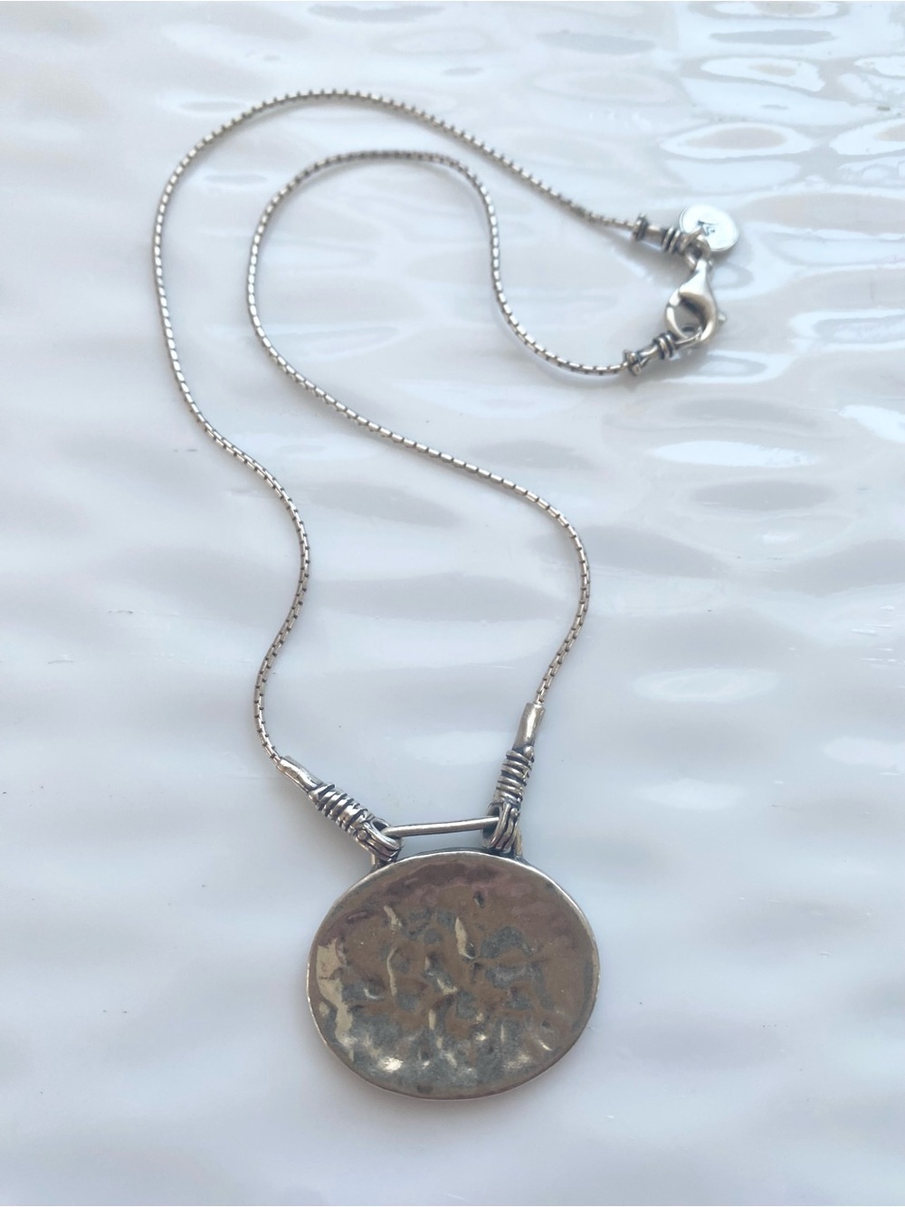 Silpada Sterling Silver Hammered Disc Pendant Necklace N1356.  16.5” inches long - Picture 4 of 7